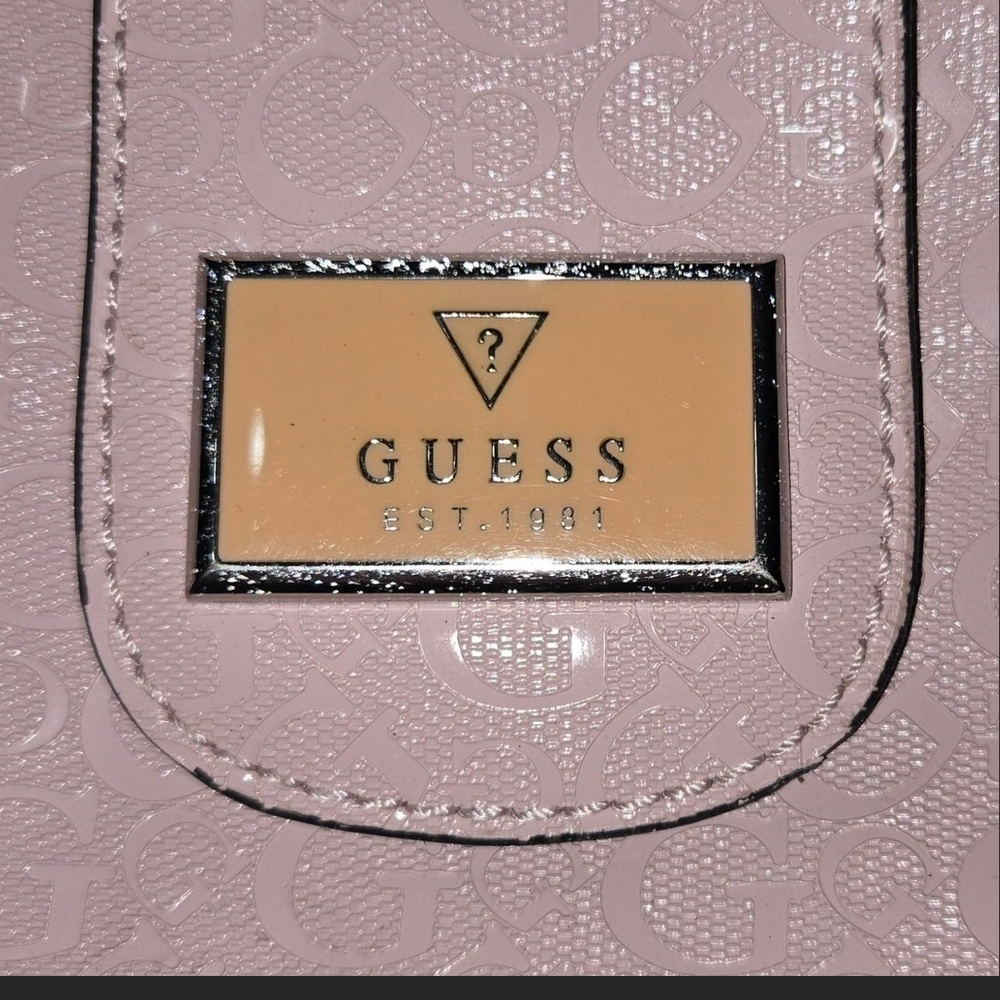 GUESS Light Pink Logo Tote with Beige Plaque